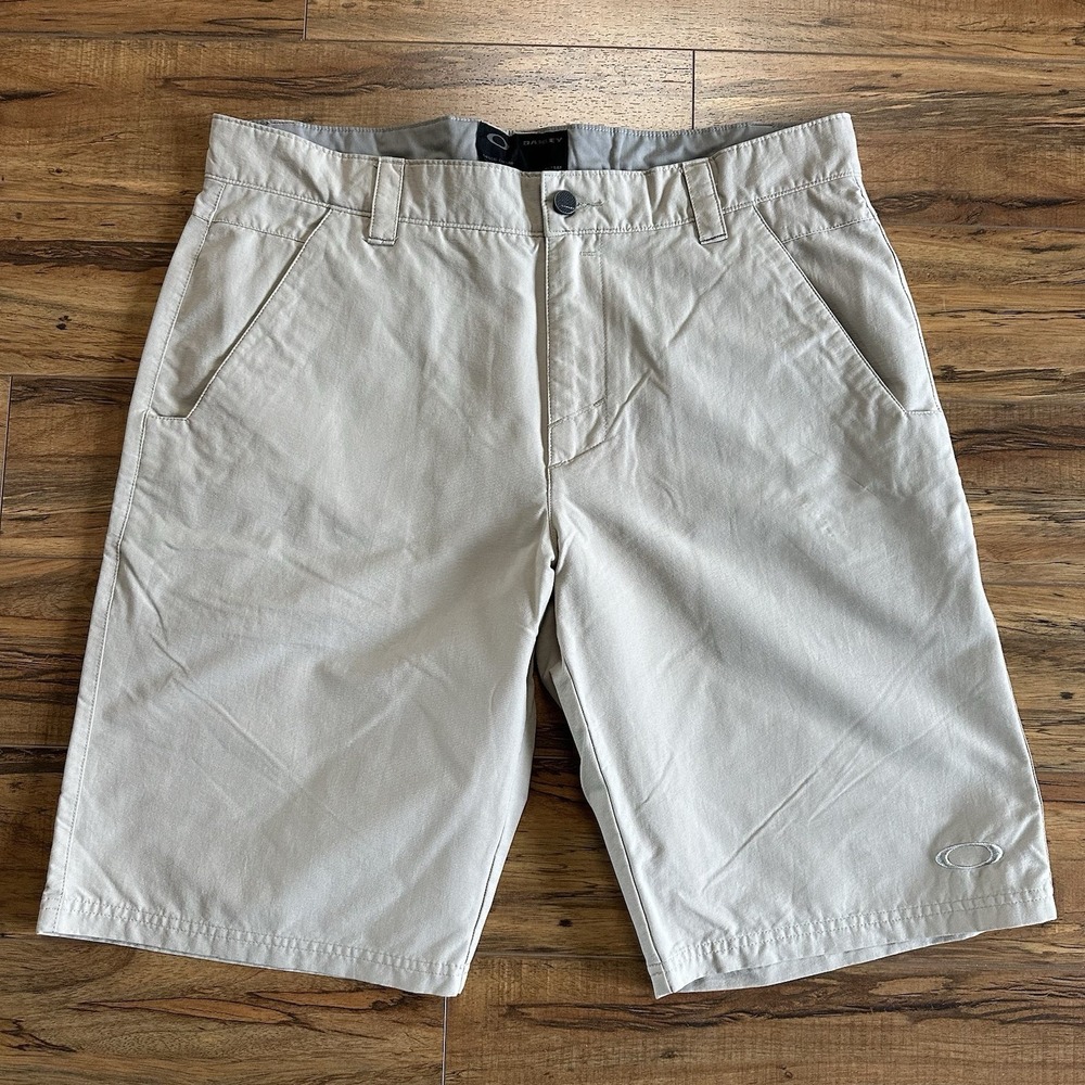 Oakley Mens Khaki Lightweight Shorts 36W Beige Casual Outdoor Flat Front 36"